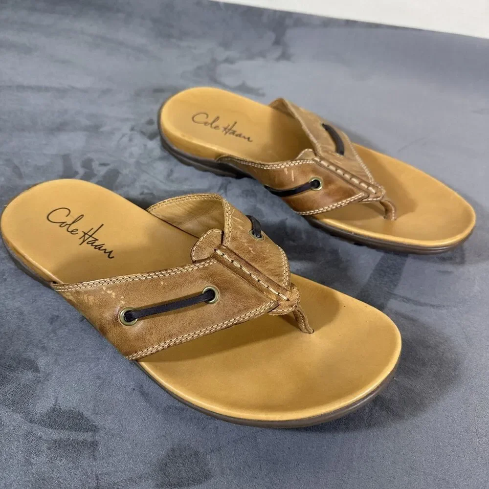 Cole Haan 8.5 M Men’s Butterscotch Leather Sandals Slides Non Slip Summer